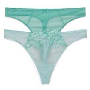 Joyspun Plus Embroidery Mesh Thong Panty 2-Pack Size XXXL 22 Aqua NWT